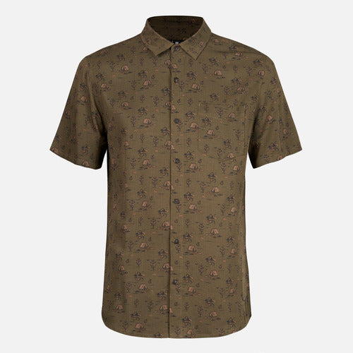 Camisa Hombre Woodpecker Short Sleeve Shirt Print Verde Militar Lippi