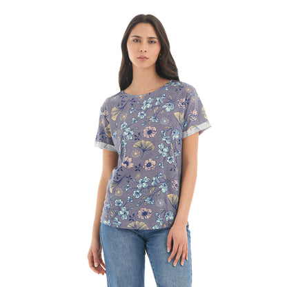 Polera Mujer Flora Morado Haka Honu