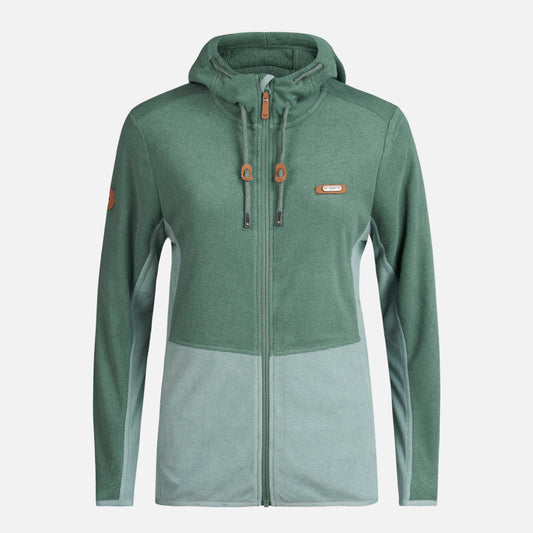 Poleron Mujer Stripes Nano-F Full Zip Hoody Verde Botella Lippi