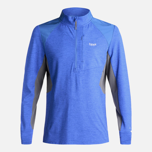 Poleron Hombre Egger 1/4 Zip Melange Azul Lippi