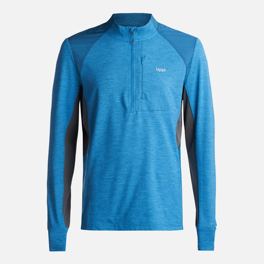 Poleron Hombre Egger 1/4 Zip Melange Azul Lippi