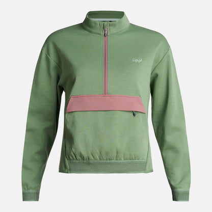 Poleron Mujer  DownStreet 1/4 Zip Sweatshirt Verde Claro Lippi