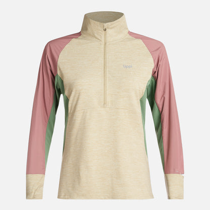 Poleron Mujer  Egger 1/4 Zip Melange Beige Lippi