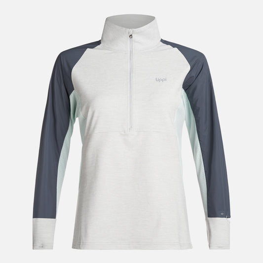 Poleron Mujer  Egger 1/4 Zip Melange Gris Lippi