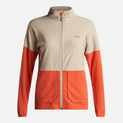 Poleron Mujer  Stripes Nano-F Full Zip Crema Lippi