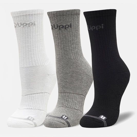 Calcetines Unisex Logo Lippi Pack MidNegro/Blanco/Gris Lippi