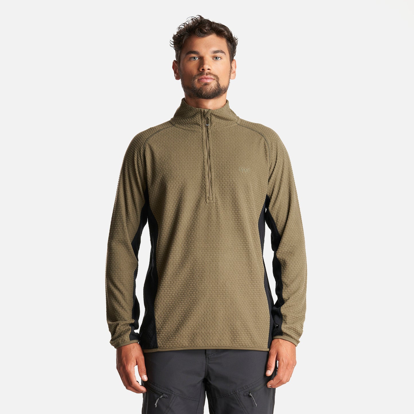 Poleron Hombre Jacaranda Nano-F 1/4 Zip Verde Militar Lippi