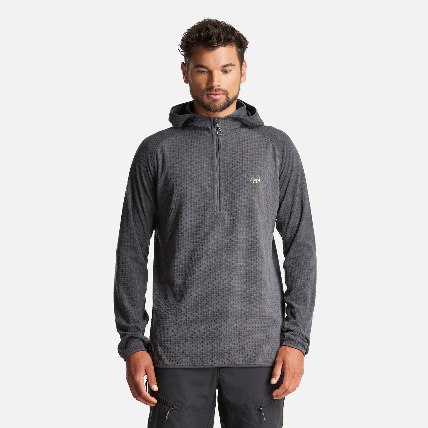 Poleron Hombre Jacaranda Nano-F 1/4 Zip Hoody Gris Oscuro Lippi