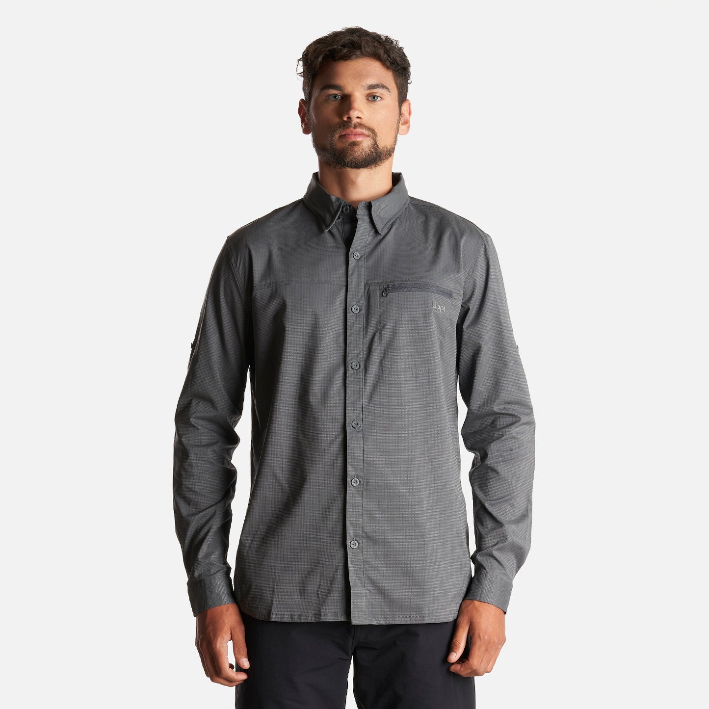 Camisa Hombre Rosselot Long Sleeve Q-Dry Shirt Gris Oscuro Lippi