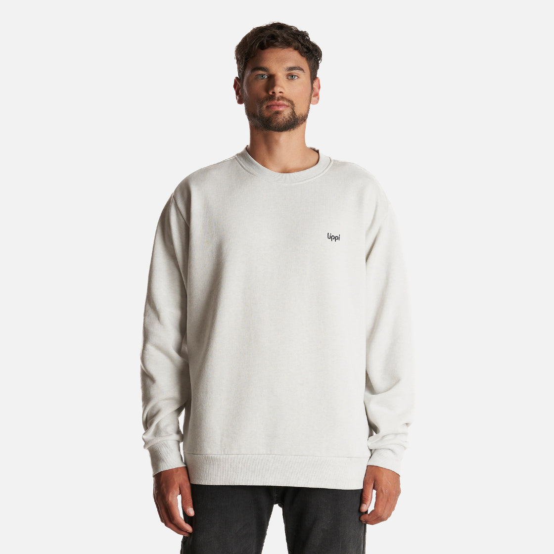 Poleron Hombre Ulmo Crewneck Sweatshirt Melange Gris Claro Lippi