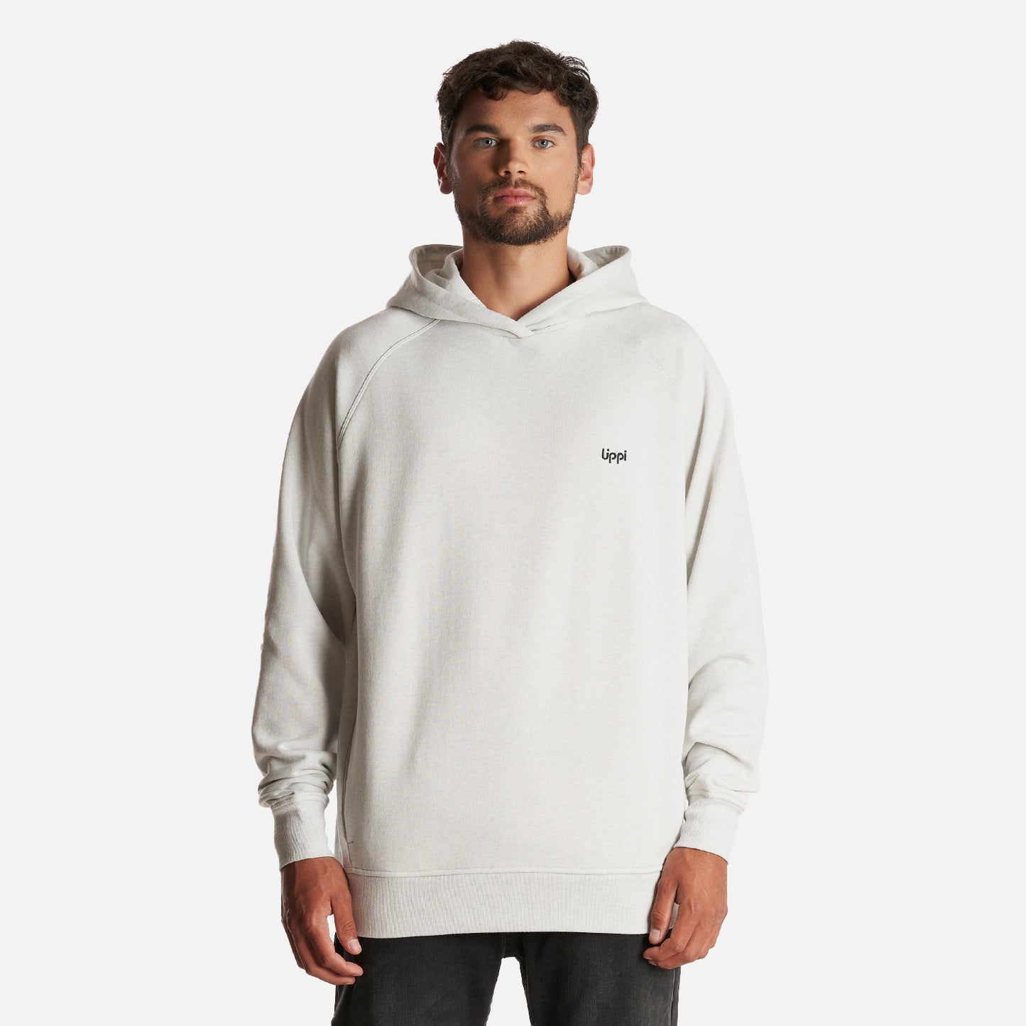 Poleron Hombre Ulmo Hoody Sweatshirt Melange Gris Claro Lippi