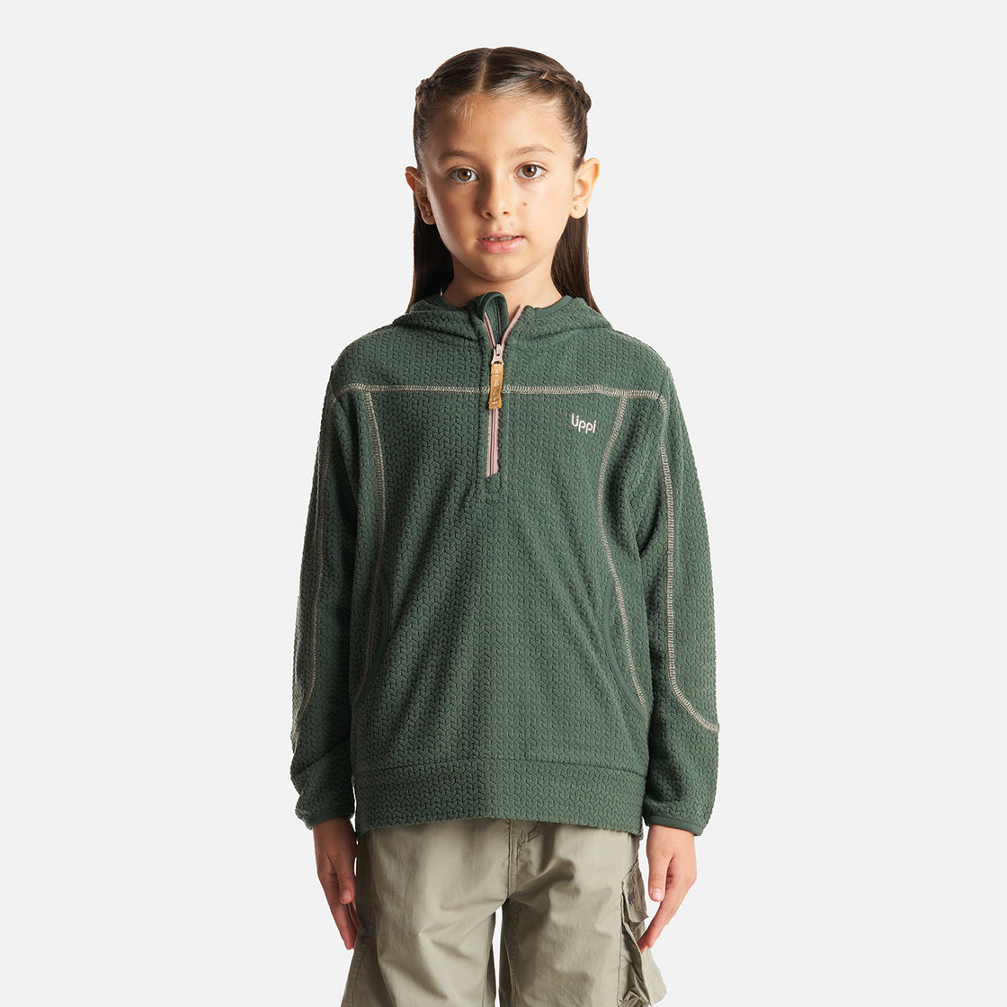 Poleron Niña Saltamontes Nano-F 14 Zip Hoody Verde Botella Lippi