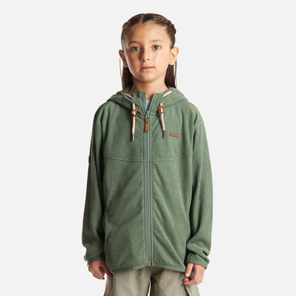 Poleron Niña Stripes Nano-F Full Zip Hoody Verde Botella Lippi