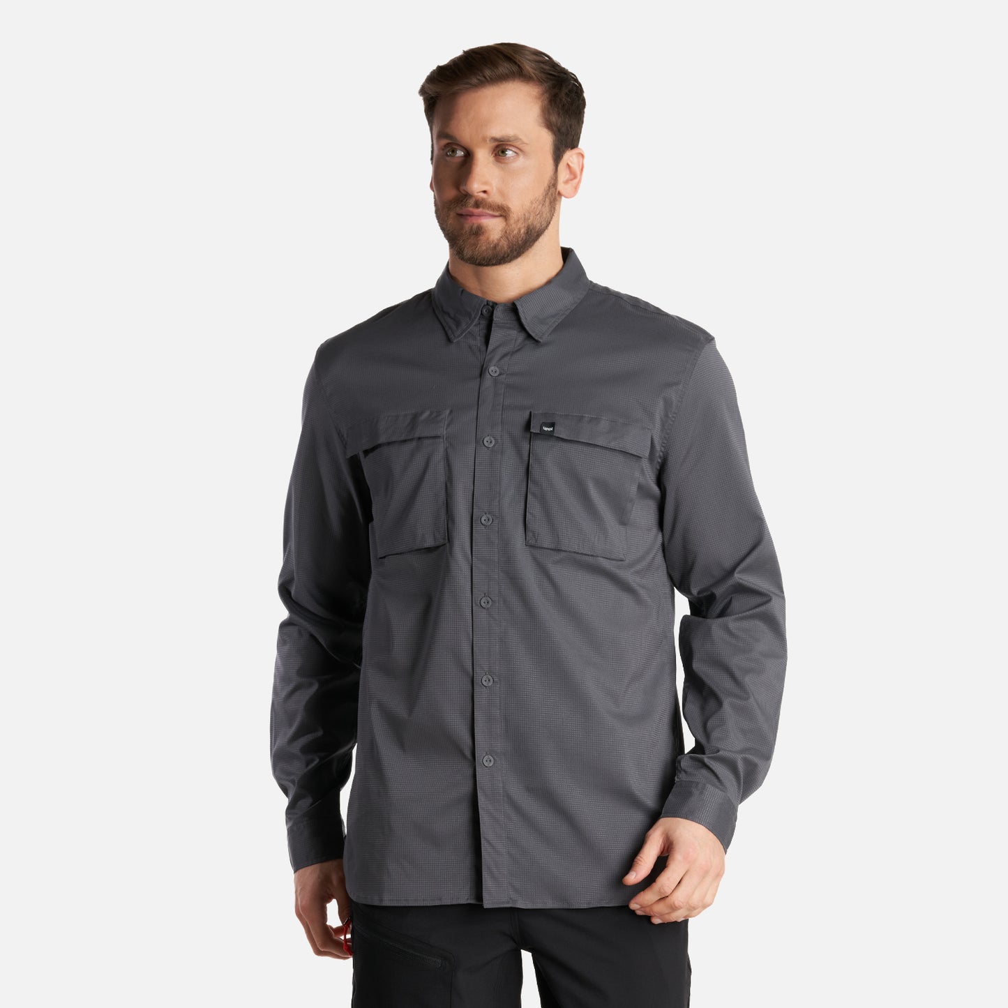 Camisa Hombre Rosselot Long Sleeve Q-Dry Shirt Gris Medio Lippi