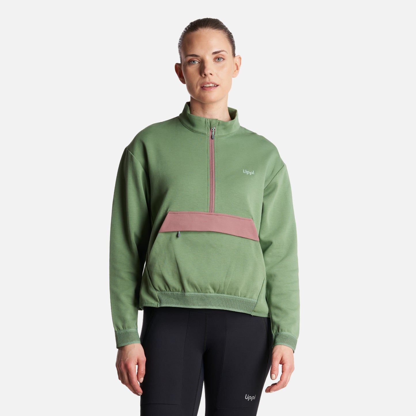 Poleron Mujer  DownStreet 1/4 Zip Sweatshirt Verde Claro Lippi