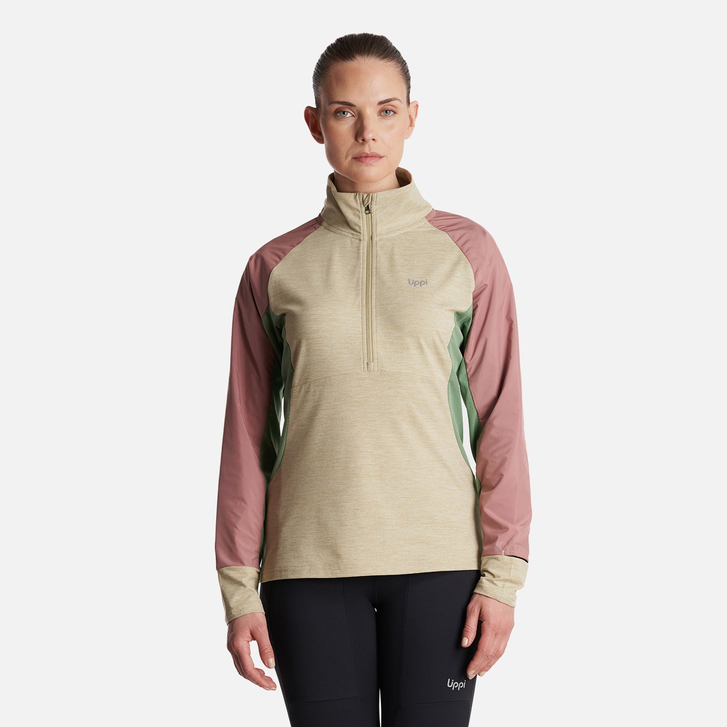 Poleron Mujer  Egger 1/4 Zip Melange Beige Lippi