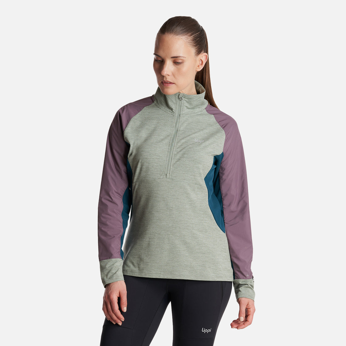 Poleron Mujer  Egger 1/4 Zip Melange Jade Lippi