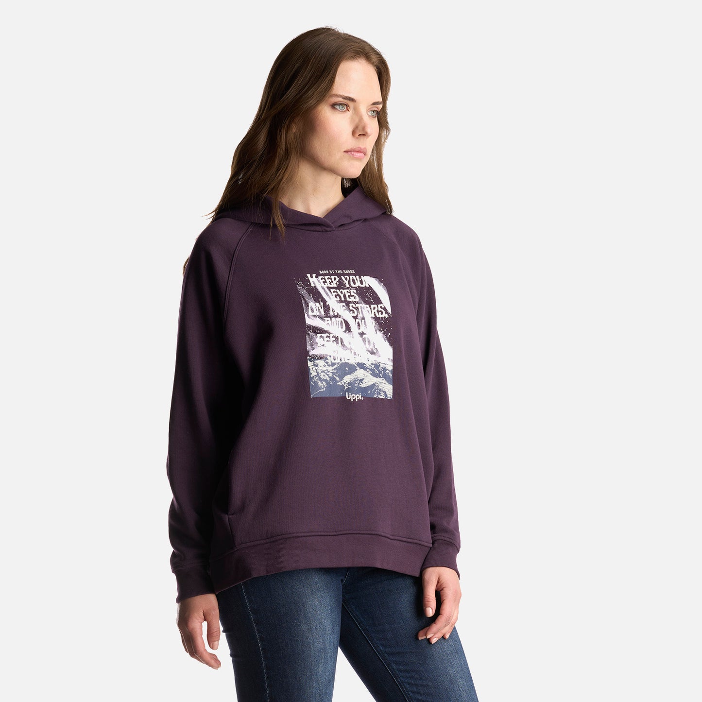 Poleron Mujer Insigne Hoody Sweatshirt Front Print Morado Oscuro Lippi