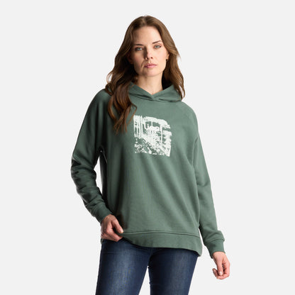 Poleron Mujer Insigne Hoody Sweatshirt Front Print Verde Musgo Lippi