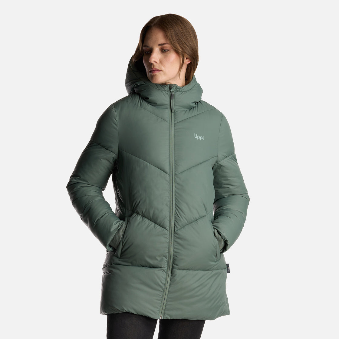 Chaqueta Mujer Long Line Steam Pro Hoody Jacket Verde Musgo Lippi