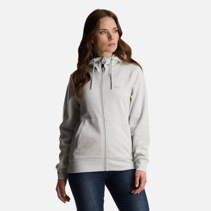 Poleron Mujer Ulmo Full Zip Hoody Sweatshirt Melange Gris Claro Lippi