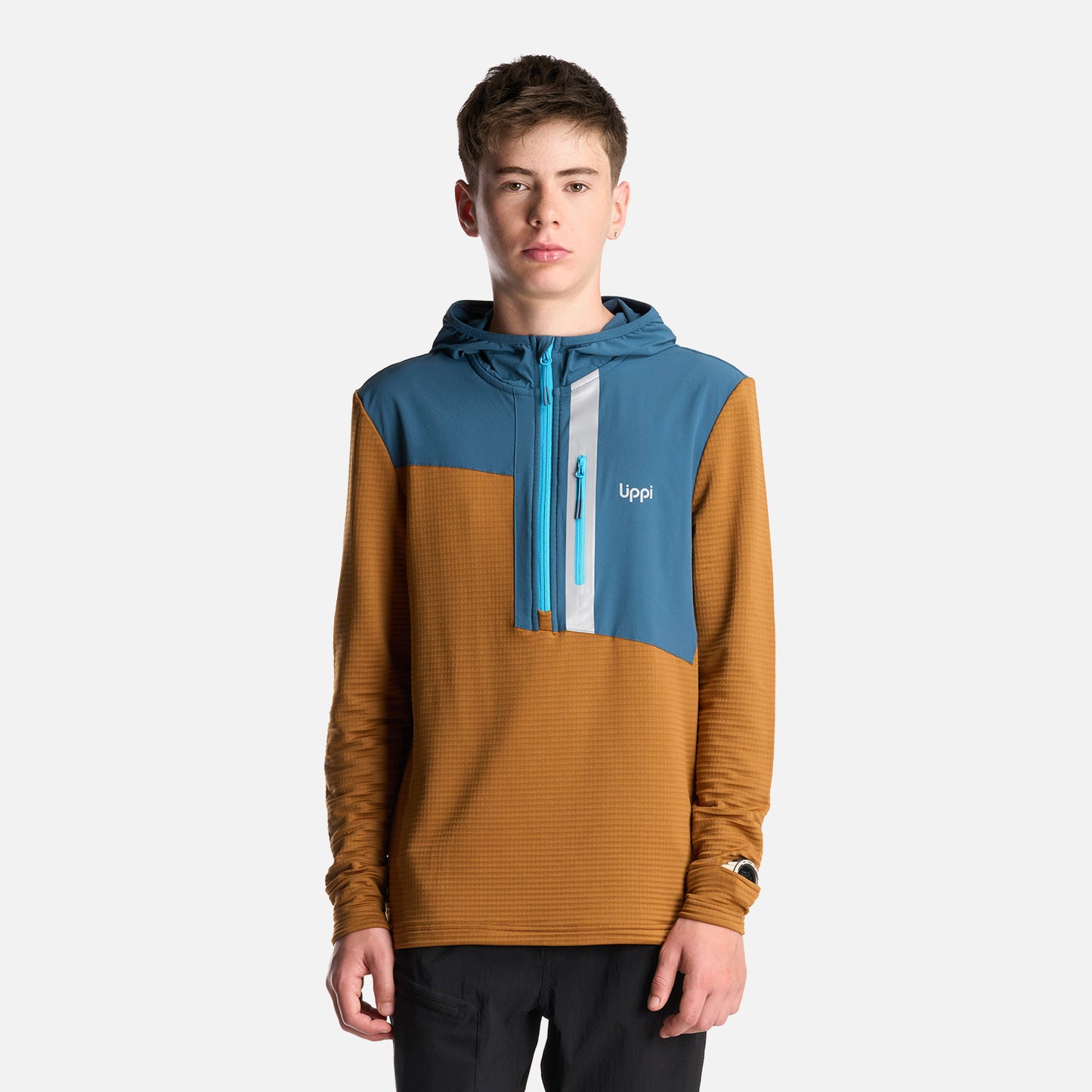 Poleron Teen Boy Karova 1/4 Zip Hoody Cafe Claro Lippi