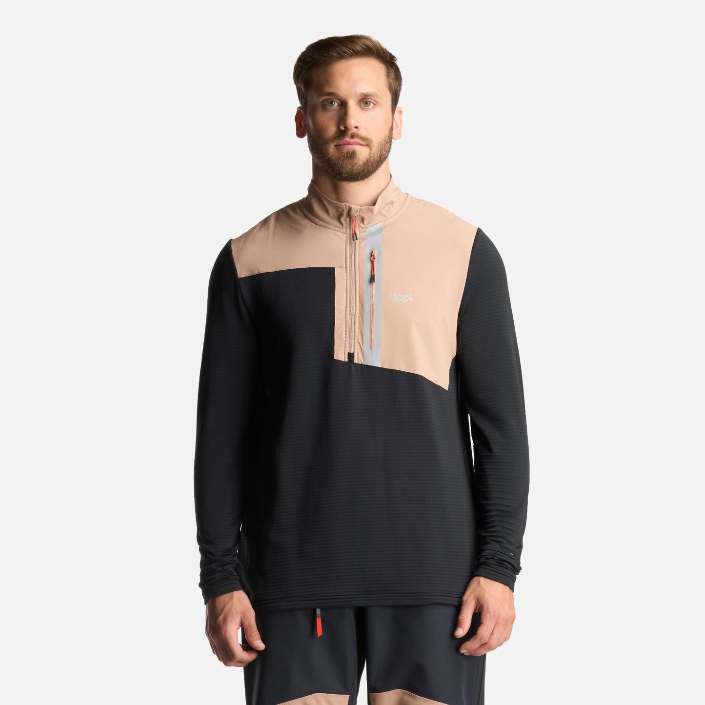 Poleron Hombre Karova Nano F 1/4 Zip Taupe Lippi