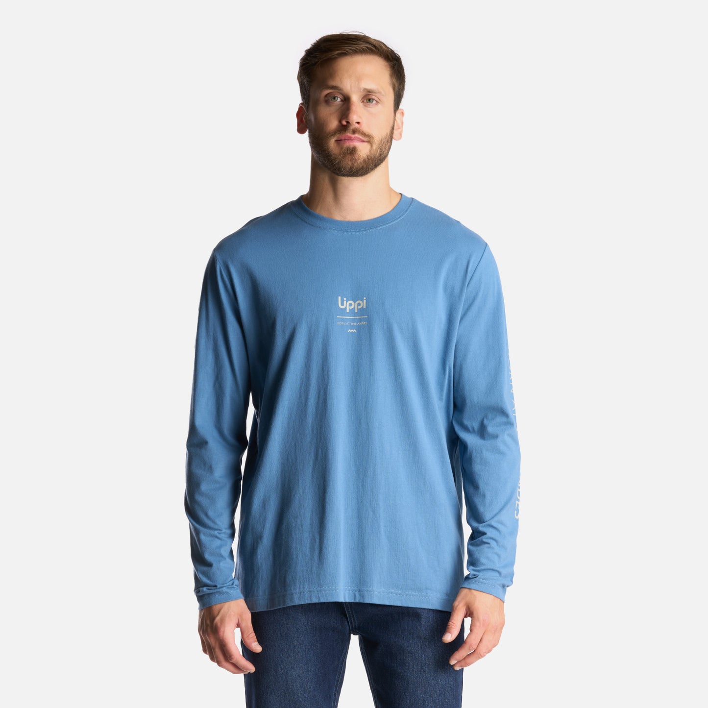 Polera Hombre Logo Lippi Long Sleeve T-Shirt Azul Grisaceo Lippi