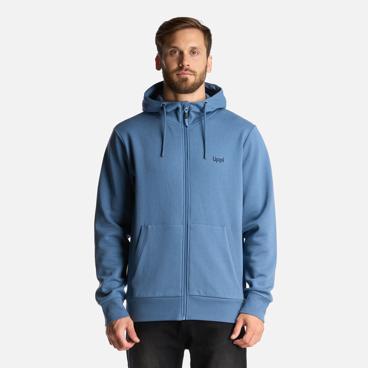 Poleron Hombre Ulmo Full Zip Hoody Sweatshirt Azul Grisaceo Lippi