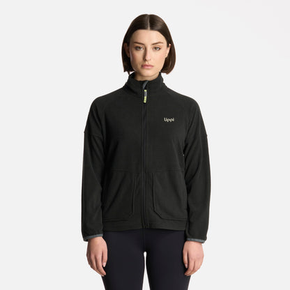 Polerón Mujer Stripes Nano-F Full Zip Negro Lippi