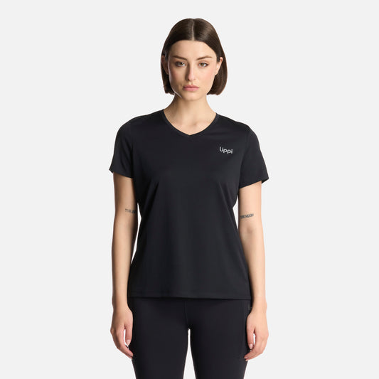 Polera Mujer Core V-Neck Q-Dry T-Shirt Negro Lippi