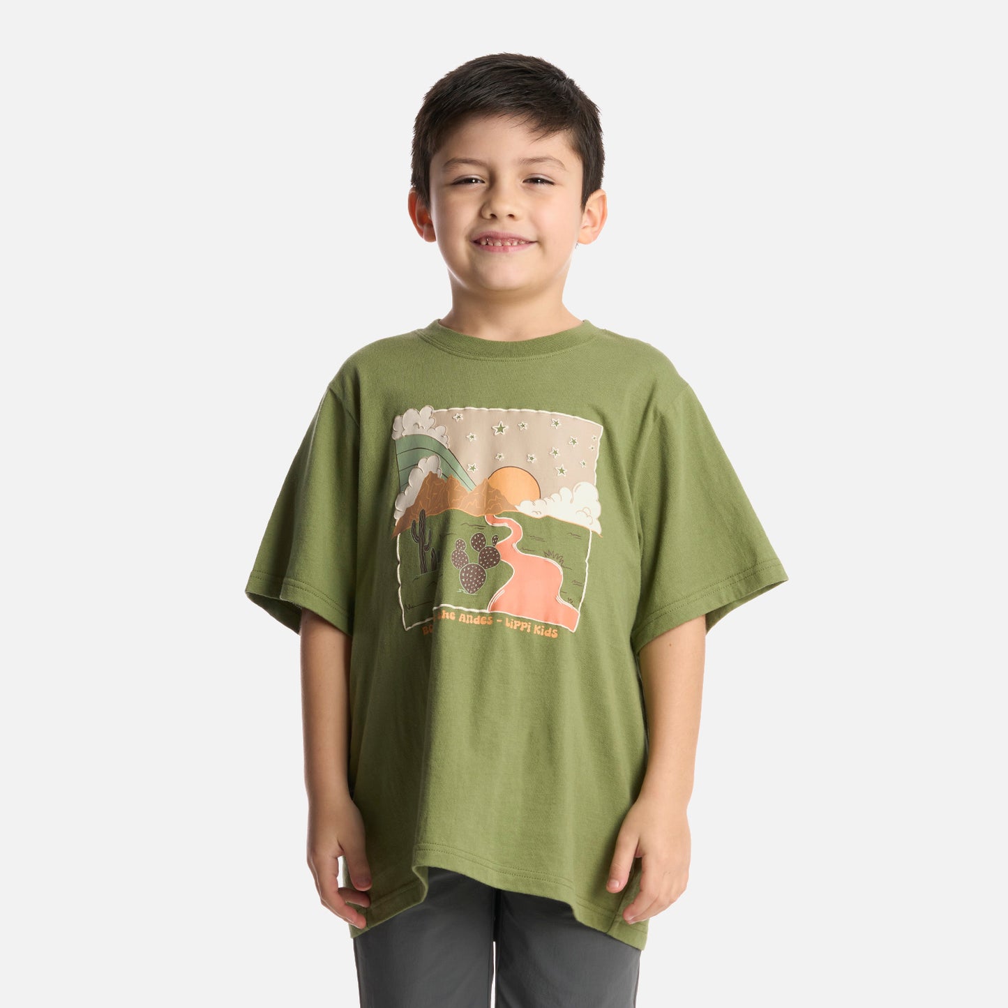 Polera Niño Desert Oversize T-Shirt Verde Lippi