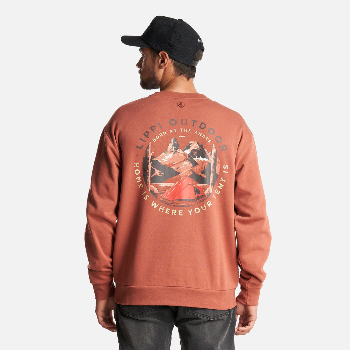 Poleron Hombre Insigne Crewneck Sweatshirt Back Print Terracota Lippi