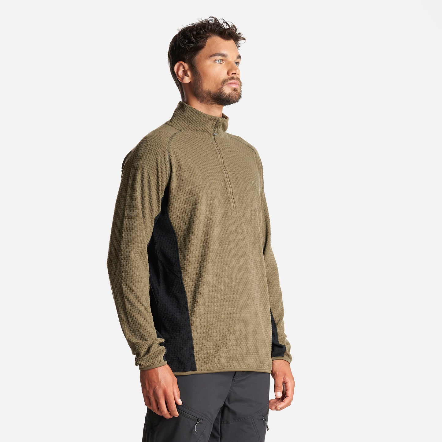 Poleron Hombre Jacaranda Nano-F 1/4 Zip Verde Militar Lippi