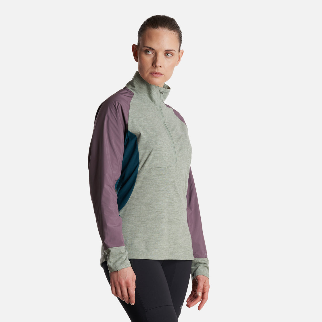 Poleron Mujer  Egger 1/4 Zip Melange Jade Lippi