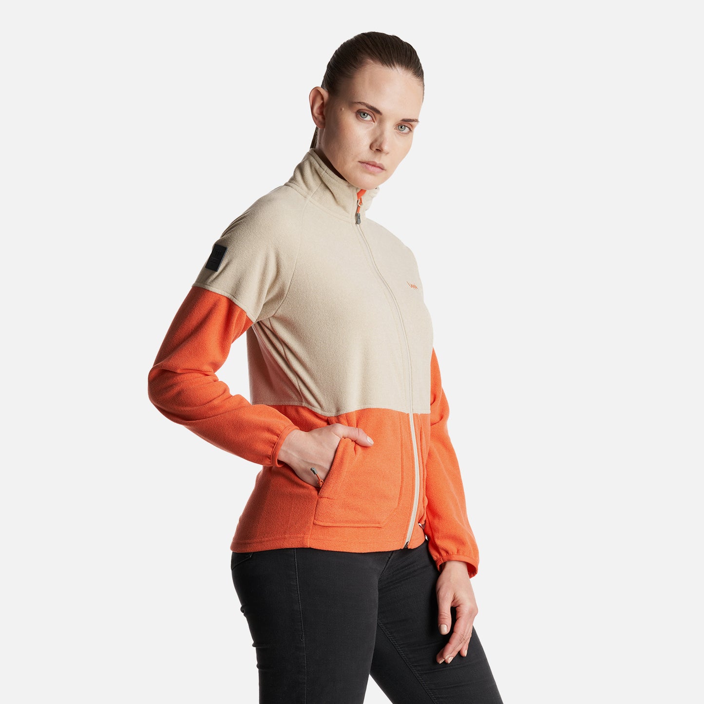 Poleron Mujer  Stripes Nano-F Full Zip Crema Lippi