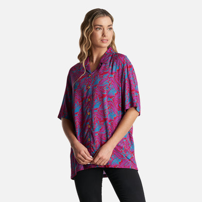 Camisa Mujer Marmolada Print Fucsia Haka Honu