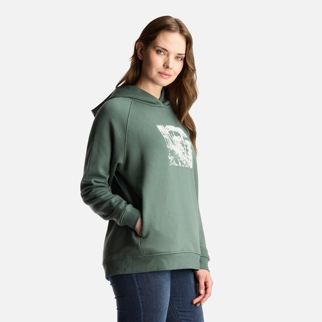 Poleron Mujer Insigne Hoody Sweatshirt Front Print Verde Musgo Lippi