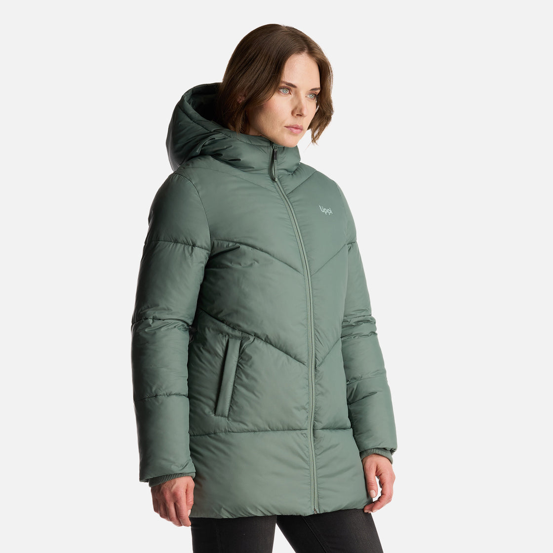 Chaqueta Mujer Long Line Steam Pro Hoody Jacket Verde Musgo Lippi