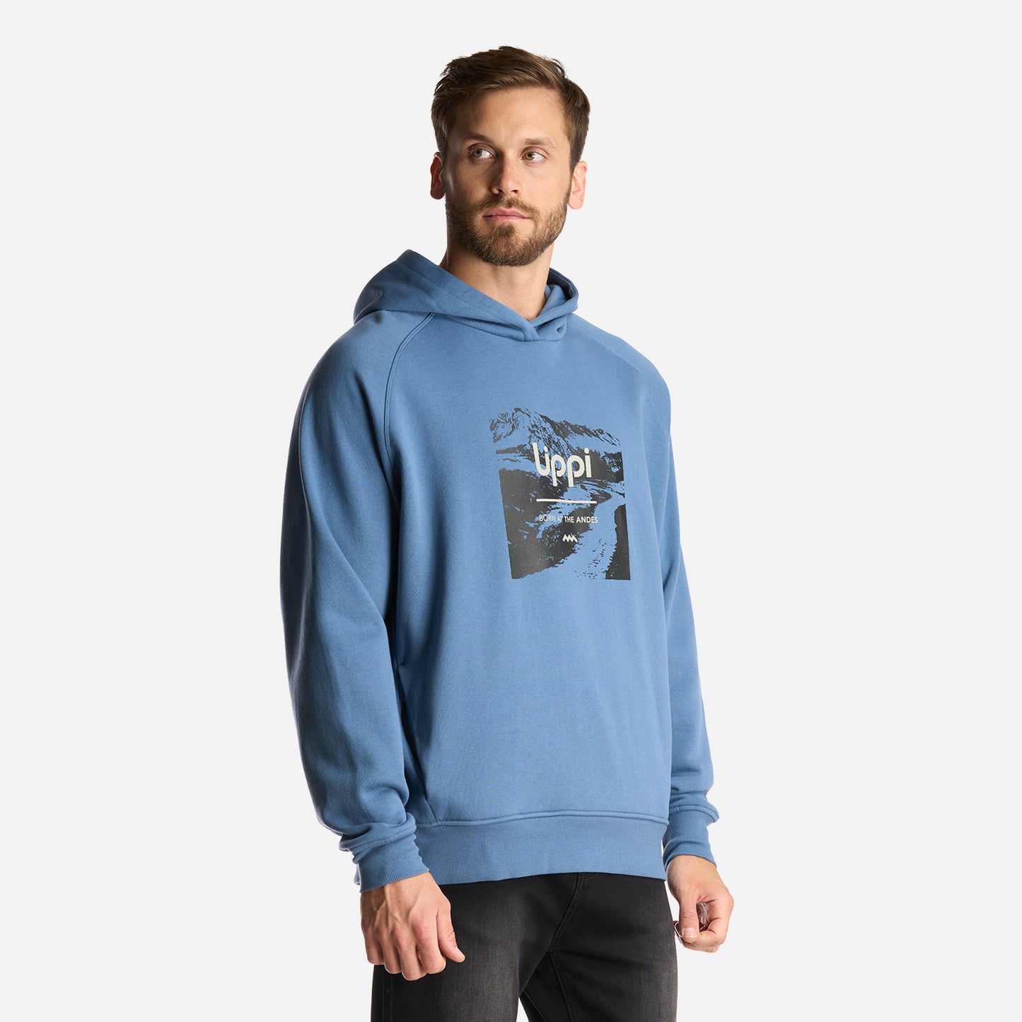 Poleron Hombre Insigne Hoody Sweatshirt Front Print Azul Grisaceo Lippi