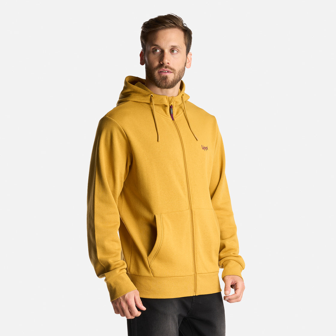 Poleron Hombre Ulmo Full Zip Hoody Sweatshirt Mostaza Lippi