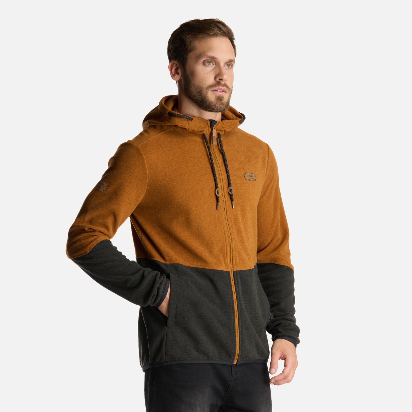 Poleron Hombre Stripes Nano-F Full Zip Hoody Cafe Claro Lippi