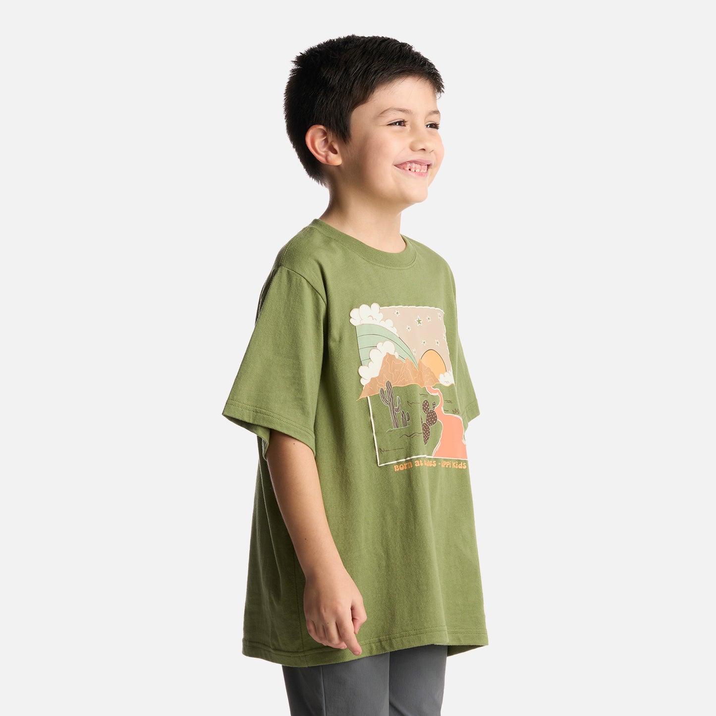 Polera Niño Desert Oversize T-Shirt Verde Lippi