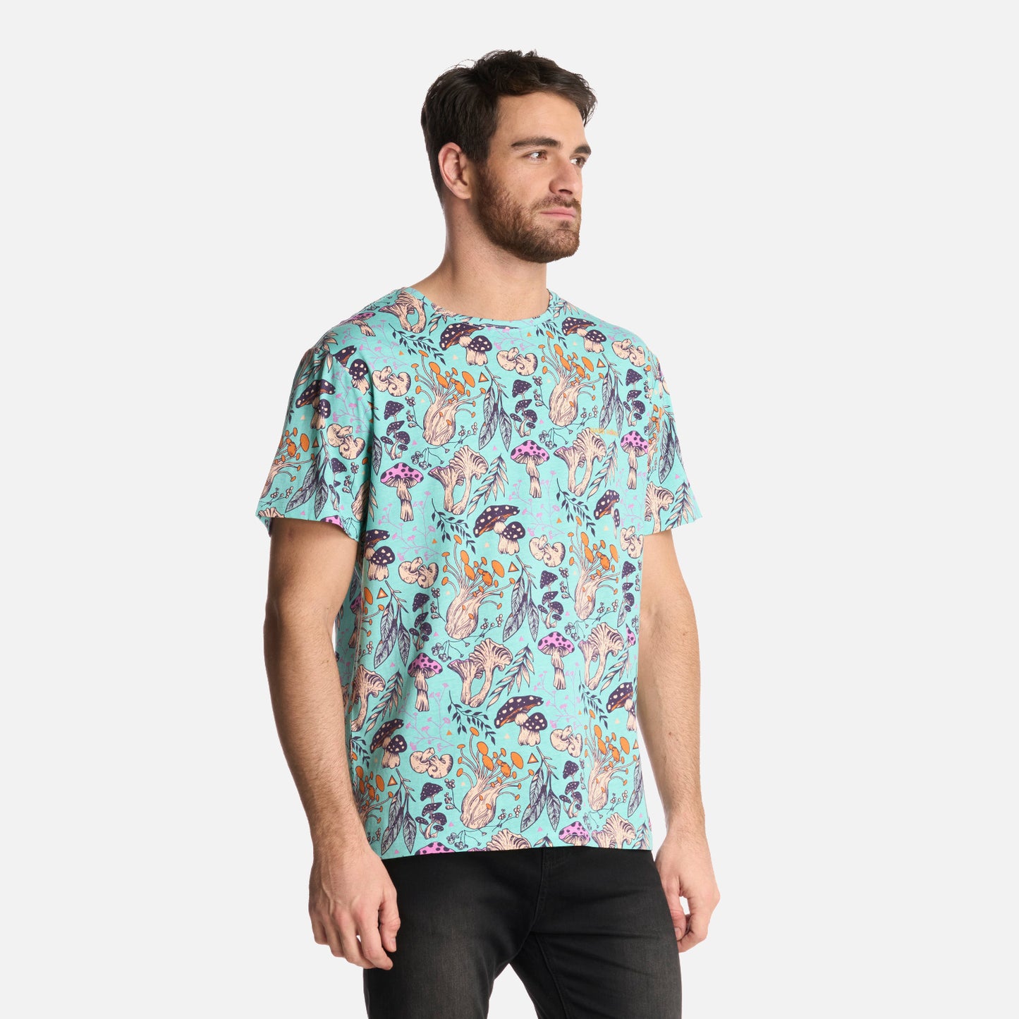 Polera Hombre Mundo Fungi Print Turquesa Haka Honu