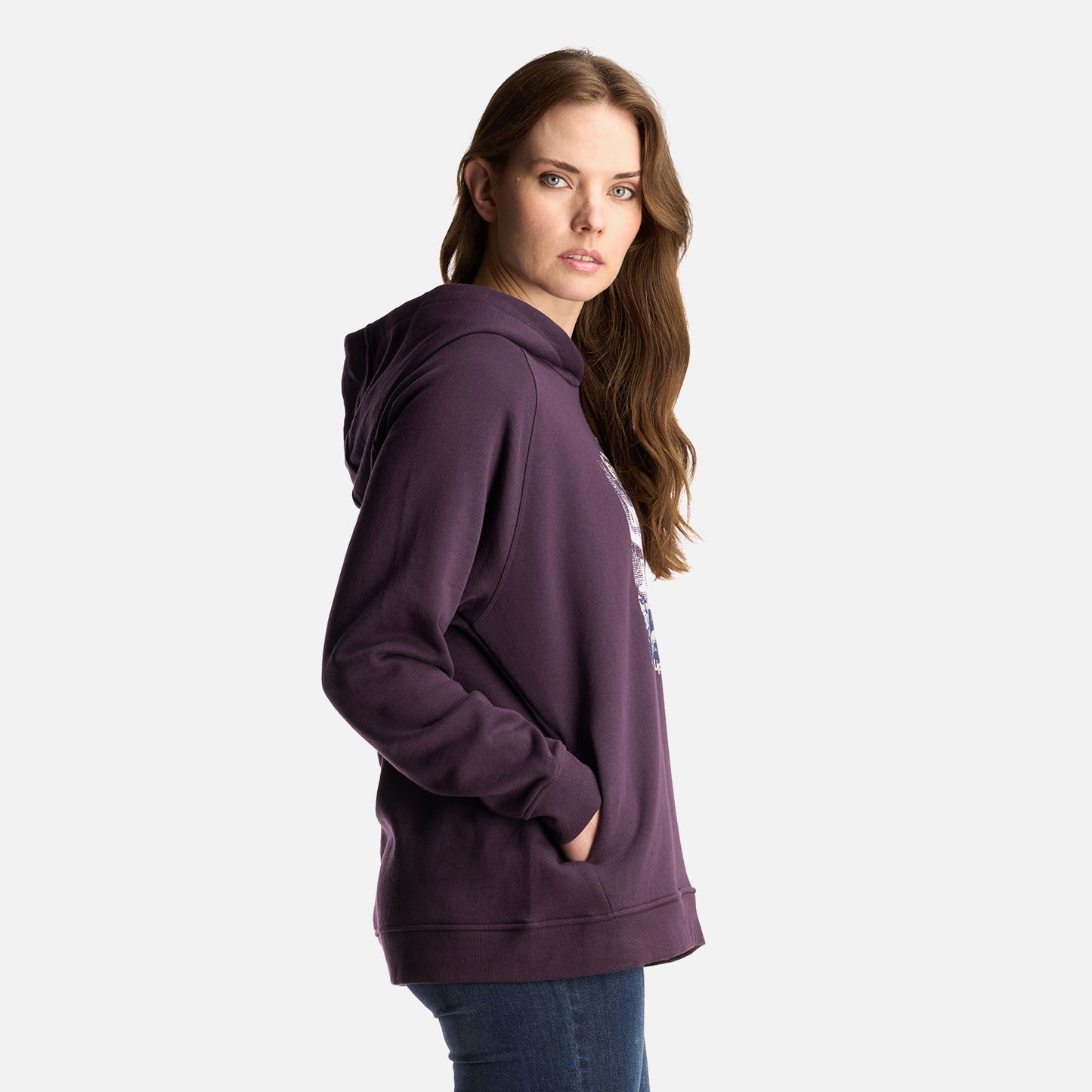 Poleron Mujer Insigne Hoody Sweatshirt Front Print Morado Oscuro Lippi