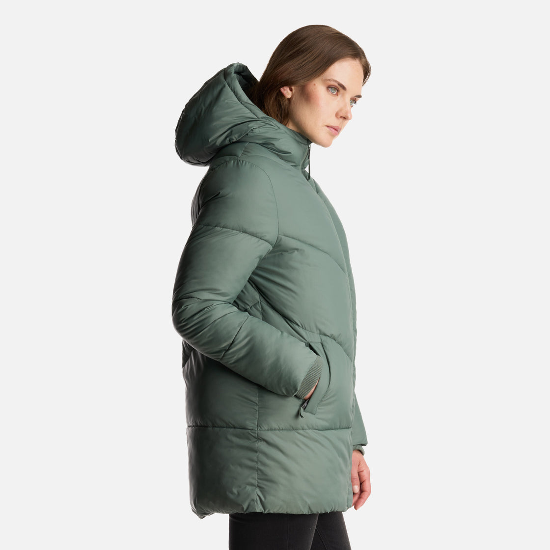 Chaqueta Mujer Long Line Steam Pro Hoody Jacket Verde Musgo Lippi