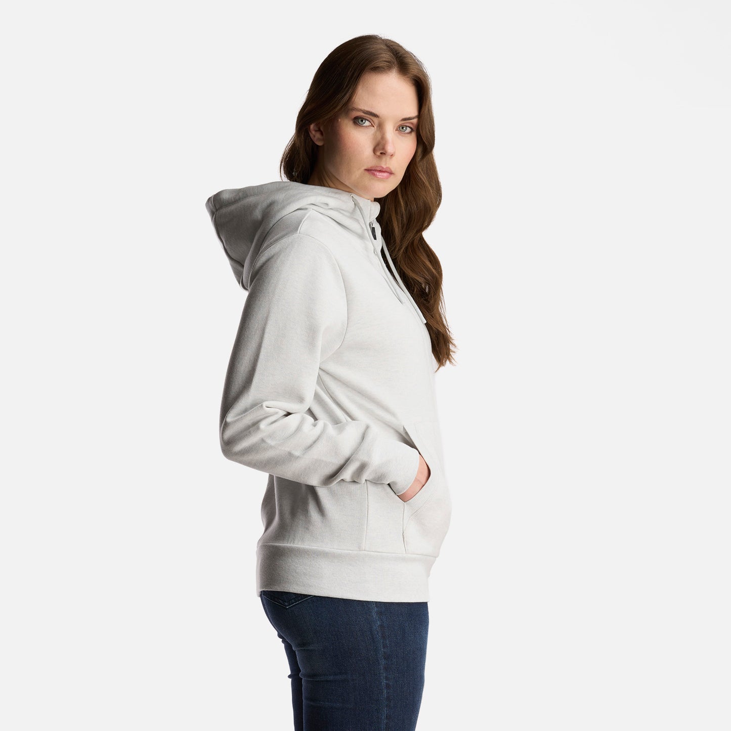 Poleron Mujer Ulmo Full Zip Hoody Sweatshirt Melange Gris Claro Lippi