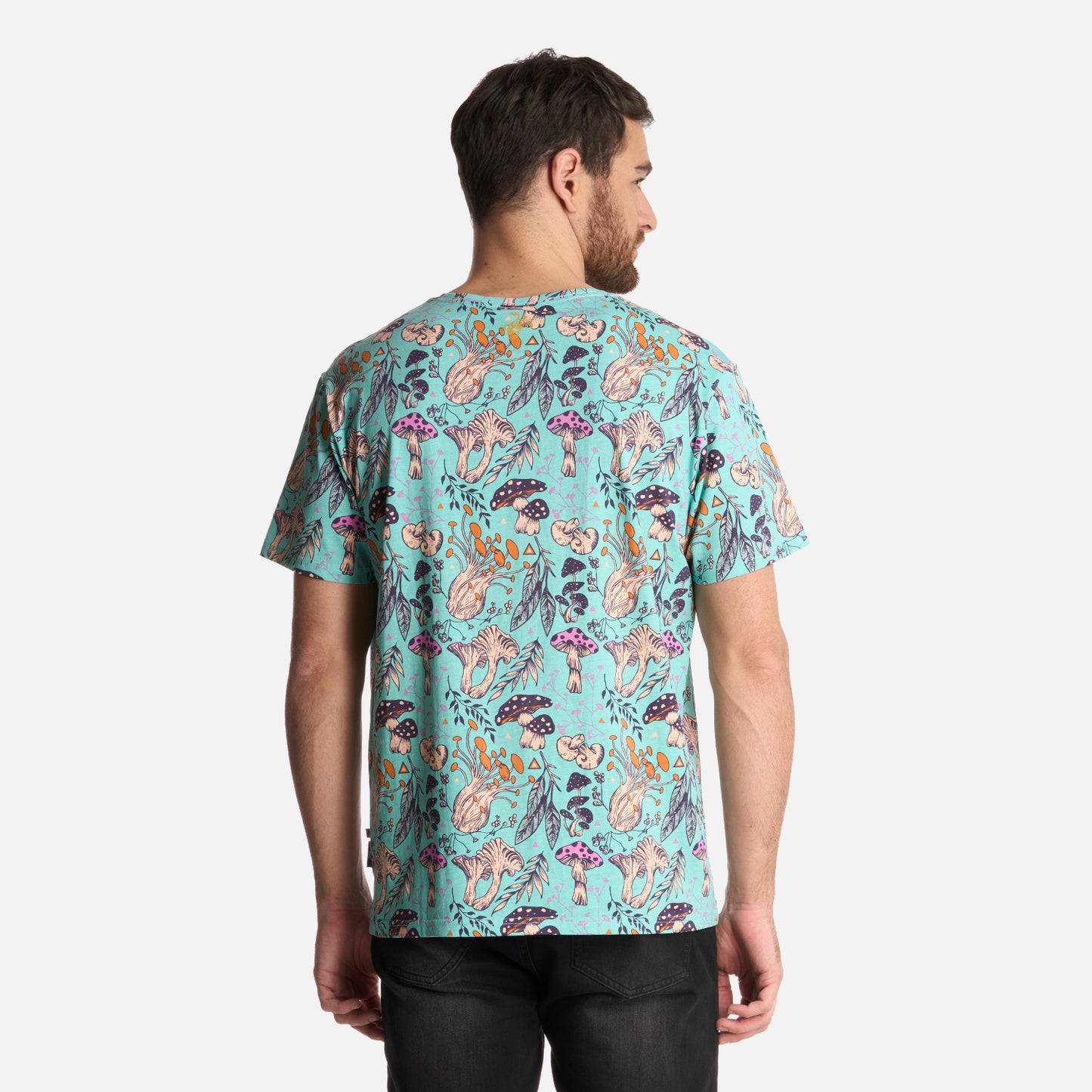 Polera Hombre Mundo Fungi Print Turquesa Haka Honu