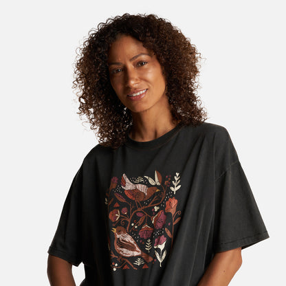 Polera Mujer Gorrión Print Negro Haka Honu