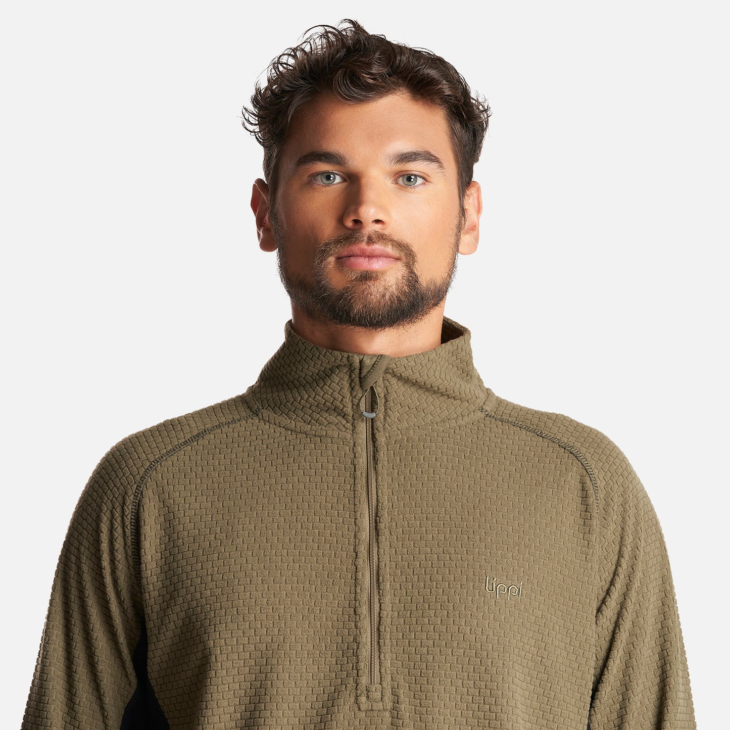 Poleron Hombre Jacaranda Nano-F 1/4 Zip Verde Militar Lippi